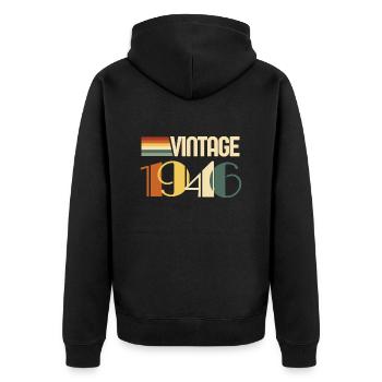 Vintage 1946 - 1946 Birthday Gift - Unisex Premium Organic Zip Hoodie - black - Back - Nico (187cm)