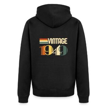 Vintage 1949 - 1949 Birthday Gift - Unisex Premium Organic Zip Hoodie - black - Back - Nico (187cm)