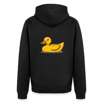 Lustige niedliche gelbe Cartoon Ente schwimmt - Unisex Premium Bio Zip Hoodie - Schwarz - Hinten - Nico (187cm)