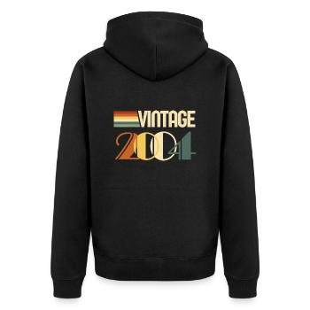 Jahrgang 2004 - 2004 Jubiläumsgeschenk - Unisex Premium Bio Zip Hoodie - Schwarz - Hinten - Nico (187cm)