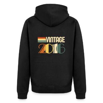Jahrgang 2016 - 2016 Geburtstagsgeschenk - Unisex Premium Bio Zip Hoodie - Schwarz - Hinten - Nico (187cm)