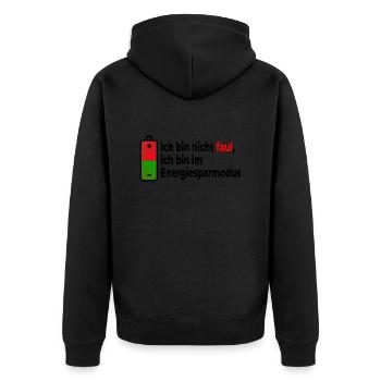 Spruch Energiesparmodus - Unisex Premium Bio Zip Hoodie - Schwarz - Hinten - Nico (187cm)