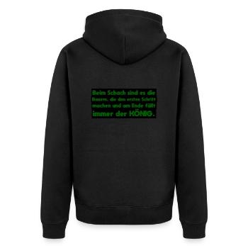 lustige Bauer Landwirt Sprüche - Unisex Premium Bio Zip Hoodie - Schwarz - Hinten - Nico (187cm)