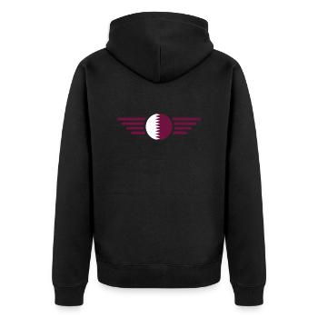 Qatar Style Design T-Shirt - Unisex Premium Organic Zip Hoodie - black - Back - Nico (187cm)