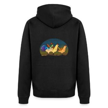 Rooster and hens - Unisex Premium Organic Zip Hoodie - black - Back - Nico (187cm)