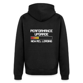 Funny Knee Surgery Torn ACL Performance Upgrade - Unisex Premium Bio Zip Hoodie - Schwarz - Hinten - Nico (187cm)