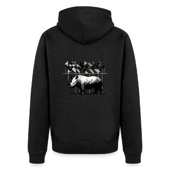 Rhinocéros géométrique - Veste à capuche bio Premium Unisexe - noir - Dos - Nico (187cm)