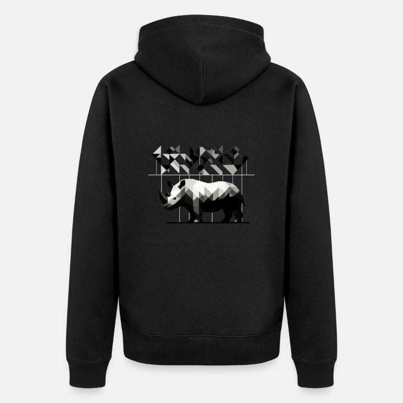 Rhinocéros géométrique - Veste à capuche bio Premium Unisexe - noir