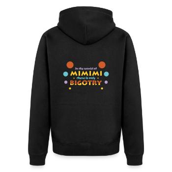 Politisch - Reim, Spruch - In the world of Mimimi - Unisex Premium Bio Zip Hoodie - Schwarz - Hinten - Nico (187cm)