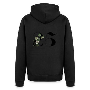 Numéro 25 floral vert -25e anniversaire floral - Veste à capuche bio Premium Unisexe - noir - Dos - Nico (187cm)