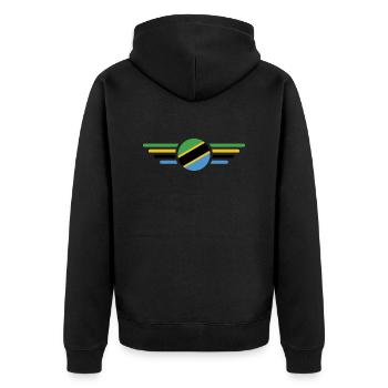 Ich liebe Tansania, Eleganz Stil Design T-Shirt - Unisex Premium Bio Zip Hoodie - Schwarz - Hinten - Nico (187cm)