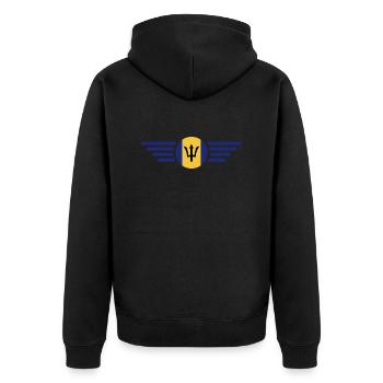 Ich liebe Barbados, Eleganz Stil Design T-Shirt - Unisex Premium Bio Zip Hoodie - Schwarz - Hinten - Nico (187cm)