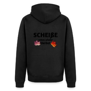 Herbstspruch - Unisex Premium Bio Zip Hoodie - Schwarz - Hinten - Nico (187cm)