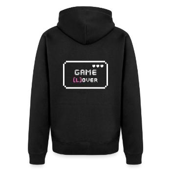 Game Lover Design - Unisex Premium Bio Zip Hoodie - Schwarz - Hinten - Nico (187cm)