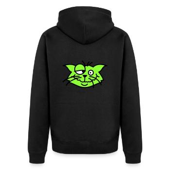 Confused Cat Squints Funny Crazy Grimace - Unisex Premium Organic Zip Hoodie - black - Back - Nico (187cm)