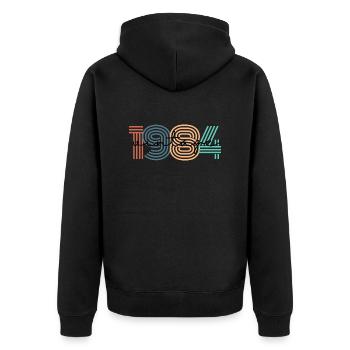 1984 Vintage Retro - Unisex Premium Bio Zip Hoodie - Schwarz - Hinten - Nico (187cm)