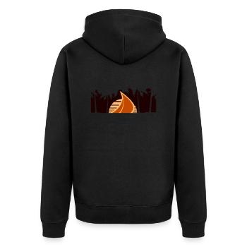Schiff Sonne Palmen Südsee Abend Sonnenuntergang - Unisex Premium Bio Zip Hoodie - Schwarz - Hinten - Nico (187cm)