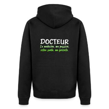 Arzt, Arzt, Krankenschwester, Gesundheit und weißer Kittel - Unisex Premium Bio Zip Hoodie - Schwarz - Hinten - Nico (187cm)