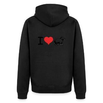 I love Capybara Quote - Pet Design - Unisex Premium Bio Zip Hoodie - Schwarz - Hinten - Nico (187cm)
