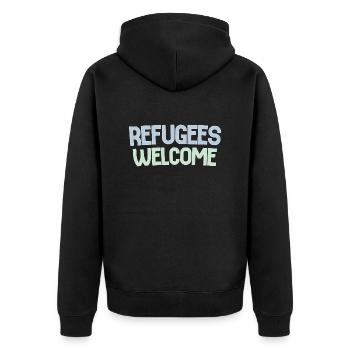 Les réfugiés accueillent rétro - Veste à capuche bio Premium Unisexe - noir - Dos - Nico (187cm)