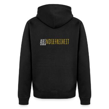 Ab in die Freiheit - ABI 2025 - Abitur - Spruch - Unisex Premium Bio Zip Hoodie - Schwarz - Hinten - Nico (187cm)