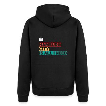 La ville de Hambourg est tout ce dont j’ai besoin - Veste à capuche bio Premium Unisexe - noir - Dos - Nico (187cm)