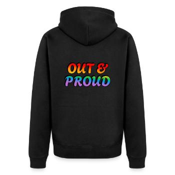 Raus und stolze LGBT-Regenbogen-Pride - Unisex Premium Bio Zip Hoodie - Schwarz - Hinten - Nico (187cm)