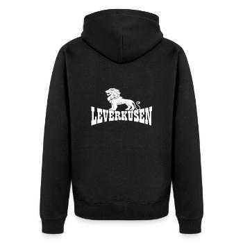 Leverkusen - Unisex Premium Bio Zip Hoodie - Schwarz - Hinten - Nico (187cm)