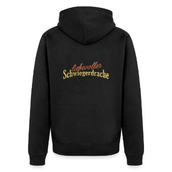 Schwiegerdrache - Unisex Premium Bio Zip Hoodie - Schwarz - Hinten - Nico (187cm)