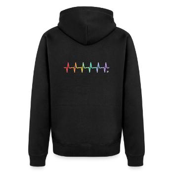 Rainbow heartbeat - Unisex Premium Organic Zip Hoodie - black - Back - Nico (187cm)