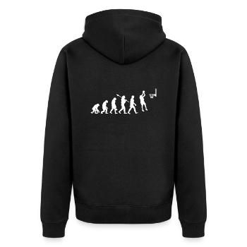 Entwicklung von Basketball - Unisex Premium Bio Zip Hoodie - Schwarz - Hinten - Nico (187cm)