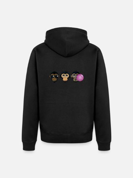 Three Monkey's - Unisex Premium Organic Zip Hoodie - black