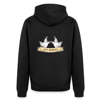 Just Married Wedding - Unisex Premium Organic Zip Hoodie - black - Back - Nico (187cm)