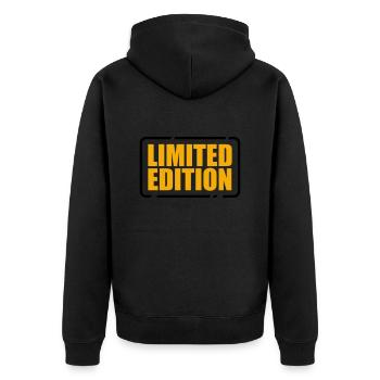 Limited Edition besonders einzigartig Unikat Juwel - Unisex Premium Bio Zip Hoodie - Schwarz - Hinten - Nico (187cm)
