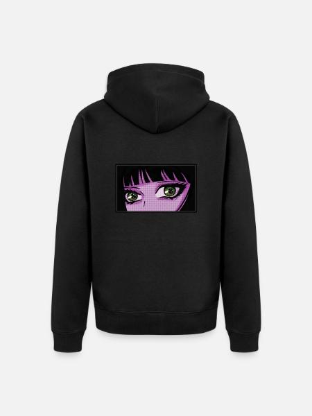 Anime Eyes Vaporwave - Unisex Premium Organic Zip Hoodie - black