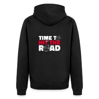 Kfz-Mechatroniker Autowerkstatt Werkstatt Auto - Unisex Premium Bio Zip Hoodie - Schwarz - Hinten - Nico (187cm)