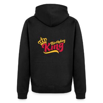 Spruch Birthday King Krone - Unisex Premium Bio Zip Hoodie - Schwarz - Hinten - Nico (187cm)