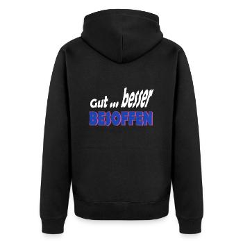 Alkohol feiern besoffen - Unisex Premium Bio Zip Hoodie - Schwarz - Hinten - Nico (187cm)