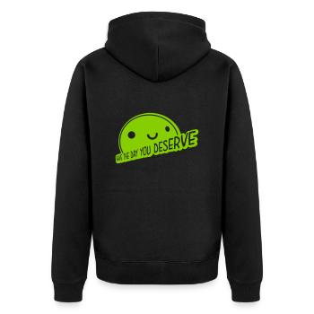 the day you deserve - Unisex Premium Organic Zip Hoodie - black - Back - Nico (187cm)