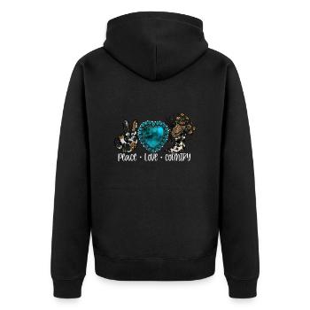 Country Musik ländlich Landei Countrymusiker Mom - Unisex Premium Bio Zip Hoodie - Schwarz - Hinten - Nico (187cm)
