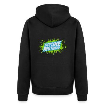 discipline over motivation Zitat - Unisex Premium Bio Zip Hoodie - Schwarz - Hinten - Nico (187cm)