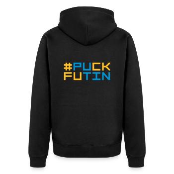 Conception du logo Puck Futin - Veste à capuche bio Premium Unisexe - noir - Dos - Nico (187cm)