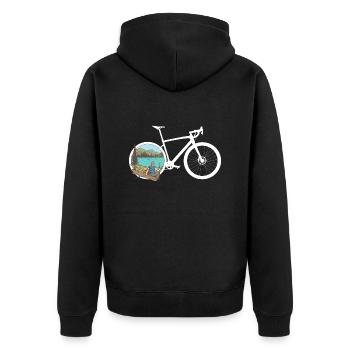 Gravel Bike Hike Rennrad Fahrrad lustiges Geschenk - Unisex Premium Bio Zip Hoodie - Schwarz - Hinten - Nico (187cm)