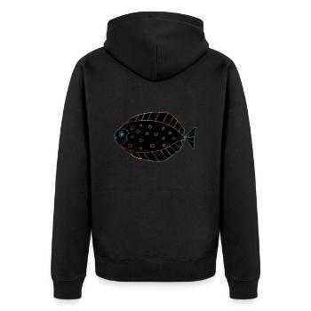 Fish - Unisex Premium Organic Zip Hoodie - black - Back - Nico (187cm)