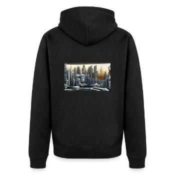 City of the future - Unisex Premium Organic Zip Hoodie - black - Back - Nico (187cm)