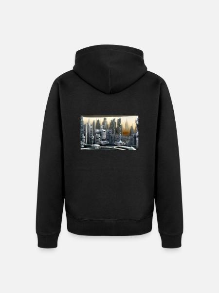 Stadt der Zukunft - Unisex Premium Bio Zip Hoodie - Schwarz