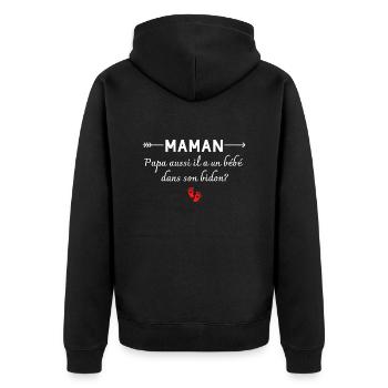 maman papa aussi il a un bébé - humour enfant - Veste à capuche bio Premium Unisexe - noir - Dos - Nico (187cm)