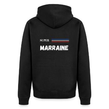super marraine - t-shirt assorti - Veste à capuche bio Premium Unisexe - noir - Dos - Nico (187cm)