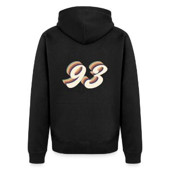 93rd anniversary vintage - Unisex Premium Organic Zip Hoodie - black - Back - Nico (187cm)