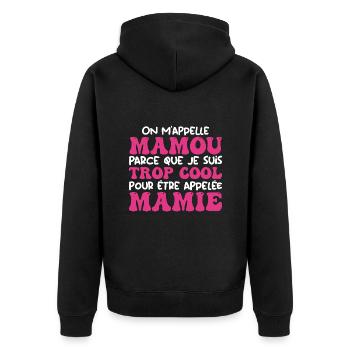 On m'appelle Mamou parce que je suis cool, Mamie - Veste à capuche bio Premium Unisexe - noir - Dos - Nico (187cm)